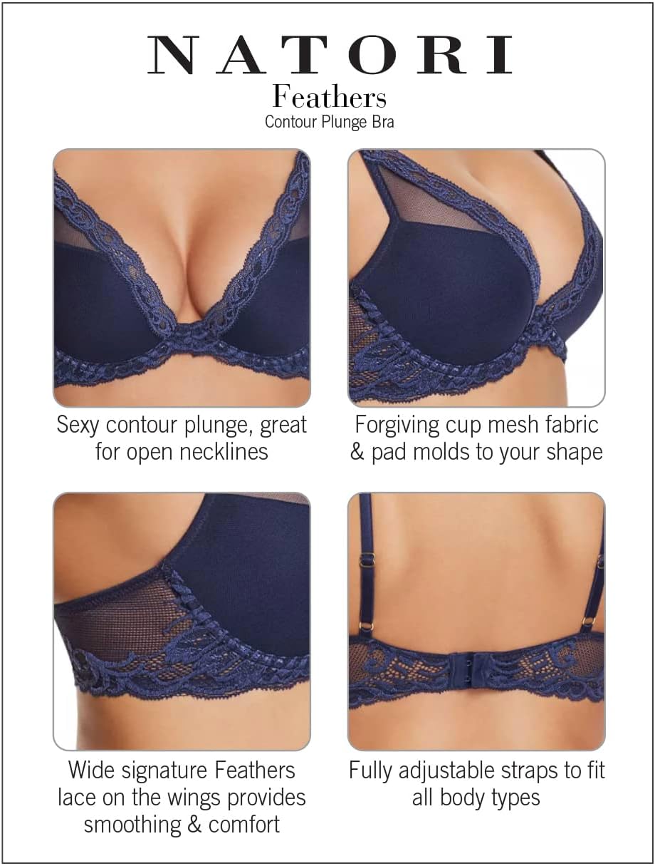 36 B...Women Feathers Lace Plunge T-Shirt Bra